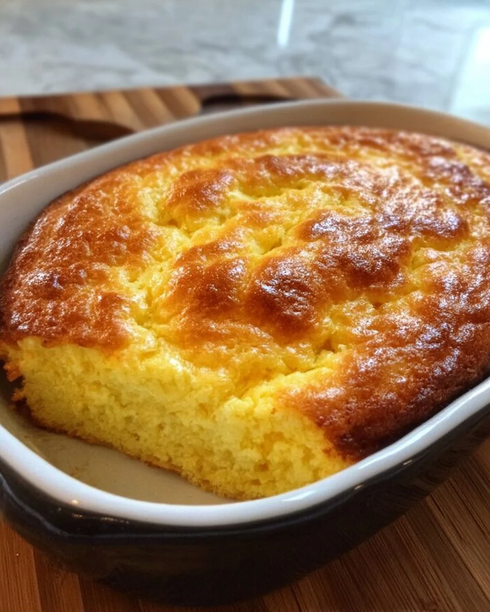 Deliciously fluffy easy spoon bread recipe served in a bowl