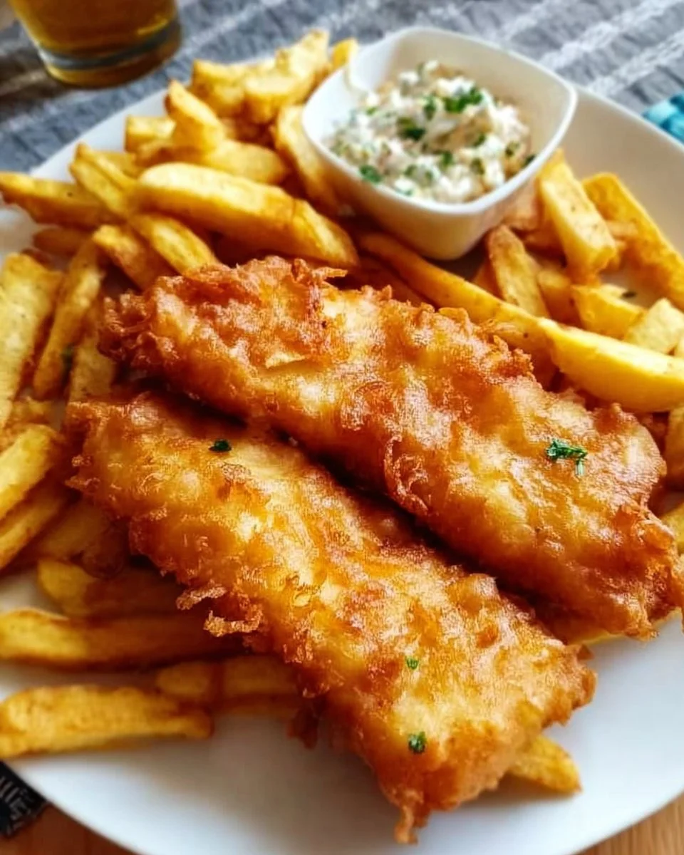Crispy Fish and Chips served without beer batter, golden and flavorful.