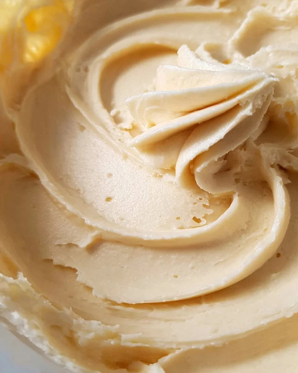 Fluffy brown sugar frosting on a cake, showcasing its creamy texture and rich color