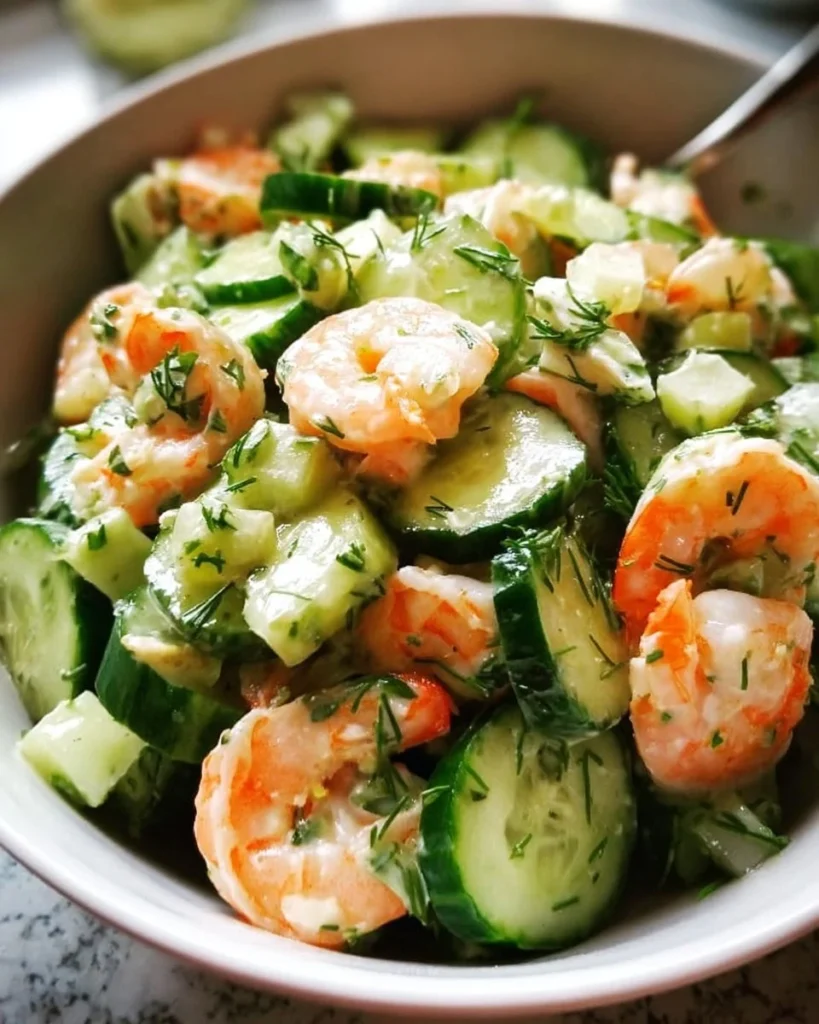 Fresh Cucumber Shrimp Salad with vibrant vegetables and shrimp