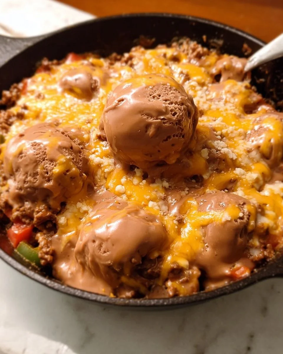 Ground Beef Stuffed Pepper Skillet in a vibrant skillet dish