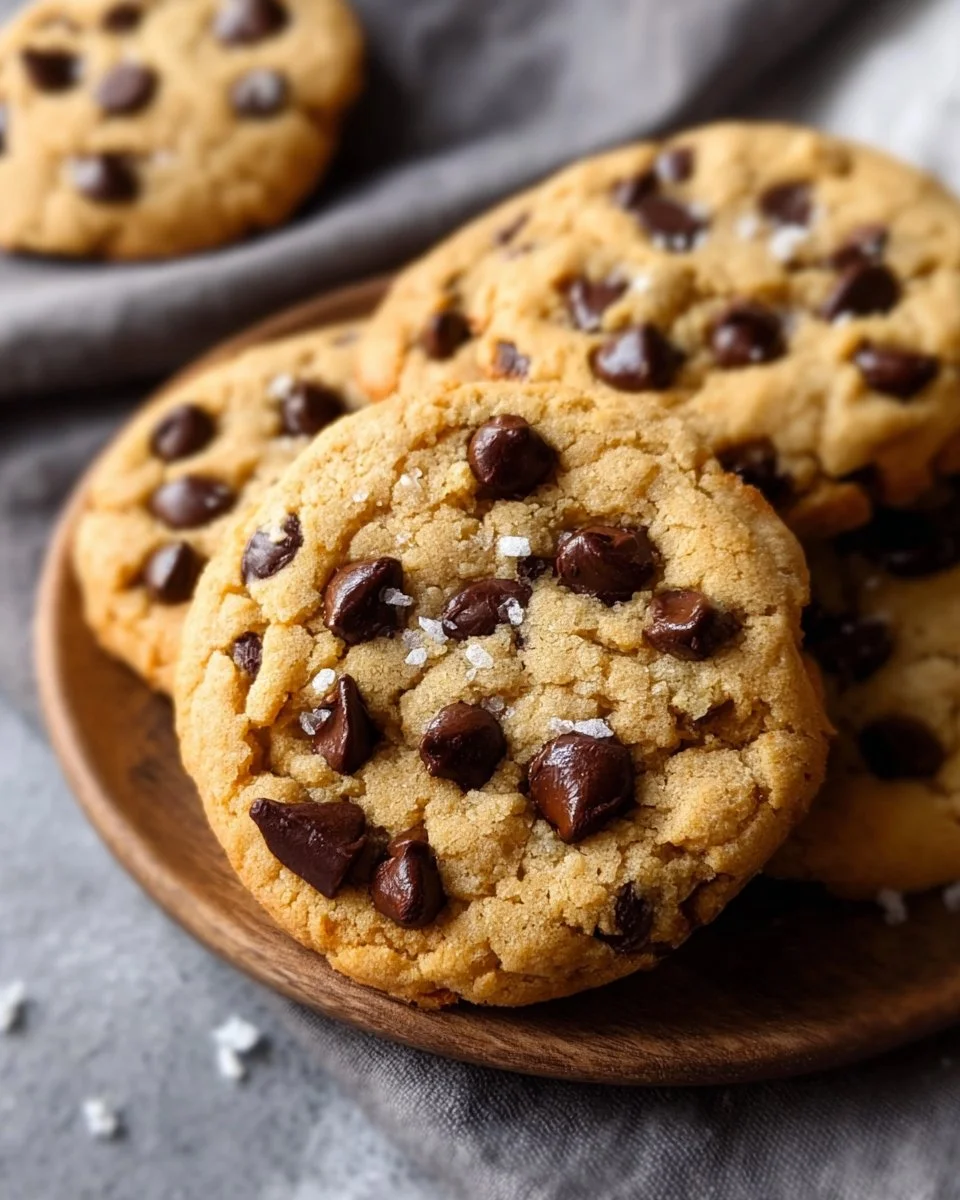 Healthy almond flour chocolate chip cookies on a plate