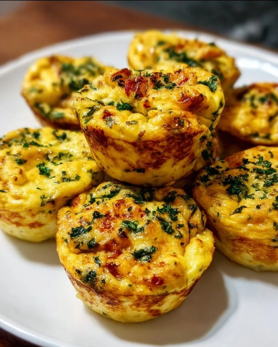 Healthy vegan egg bites with vegetables and spices in a serving dish