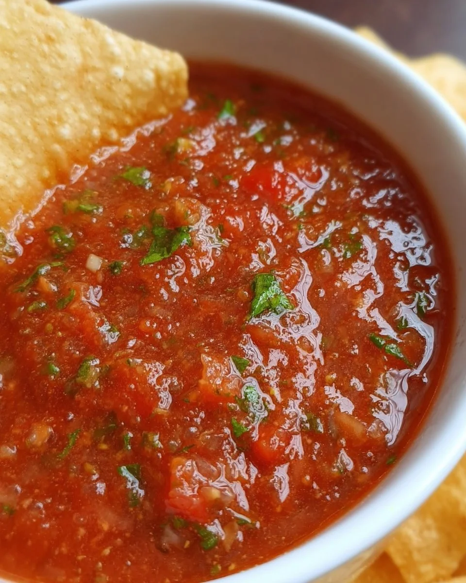 Bowl of homemade salsa with fresh ingredients