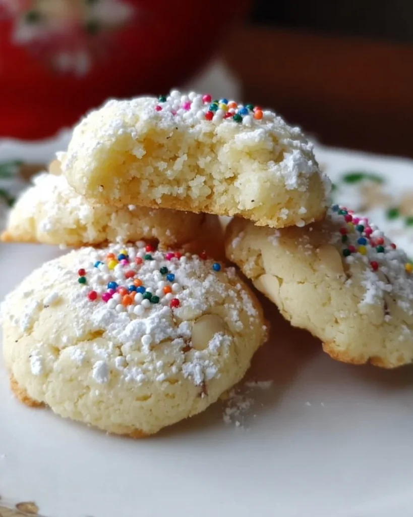 Plate of homemade Italian Anise Cookies with colorful sprinkles