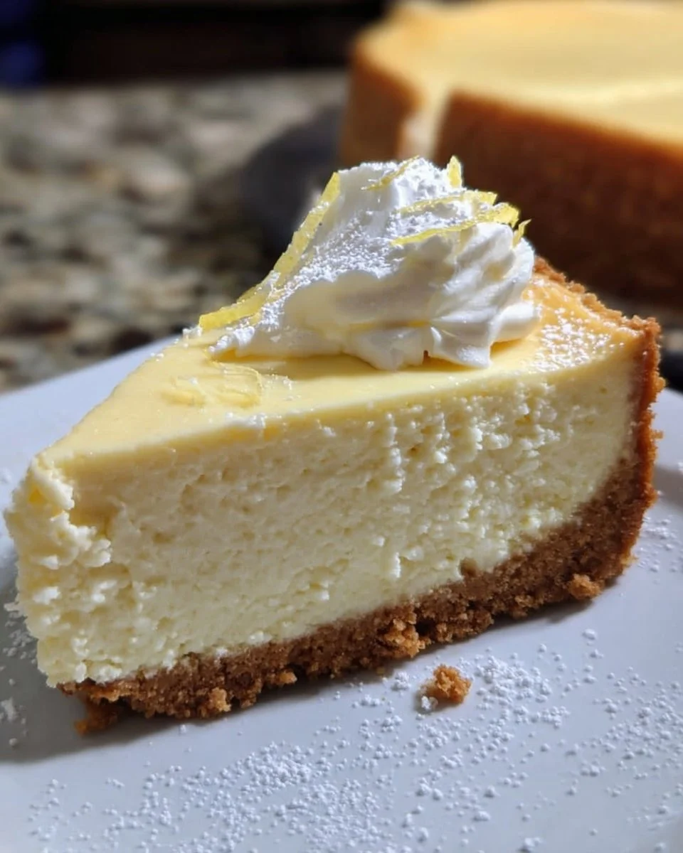 Keto High Protein Lemon Cheesecake slice decorated with lemon zest