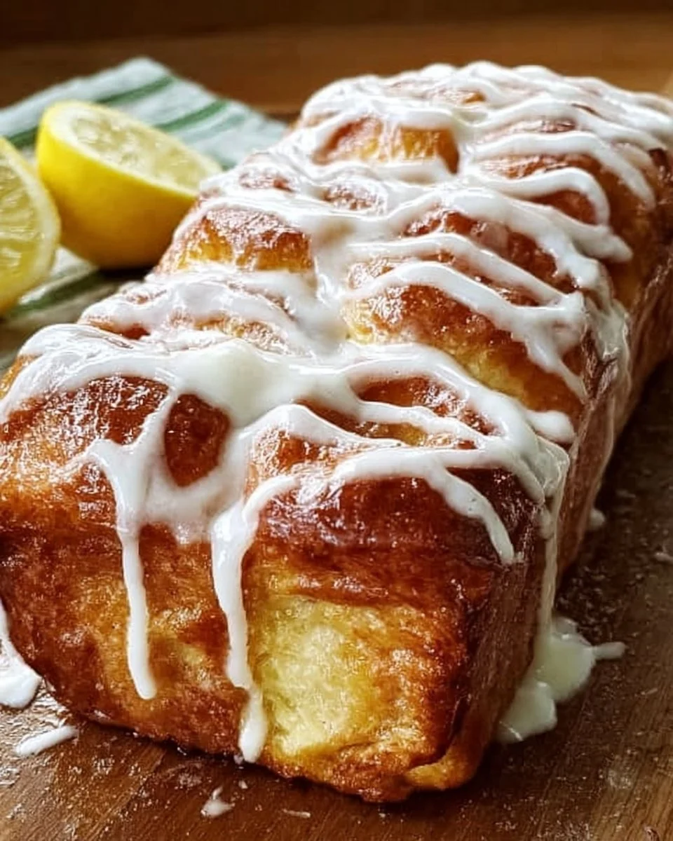Lemon Roll Pull Apart Bread with a fluffy texture and citrus glaze