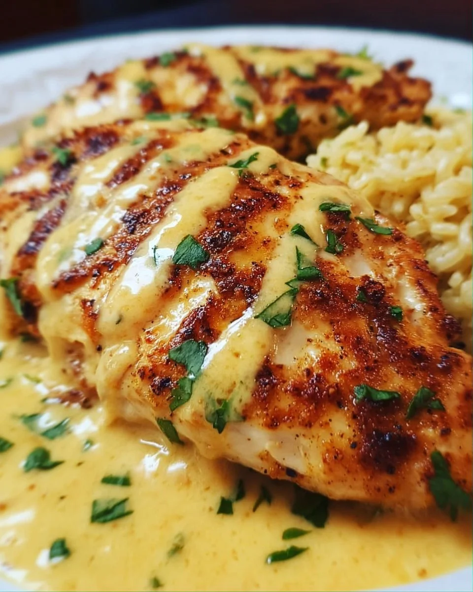 Delicious Mexican Chicken topped with creamy cheese sauce