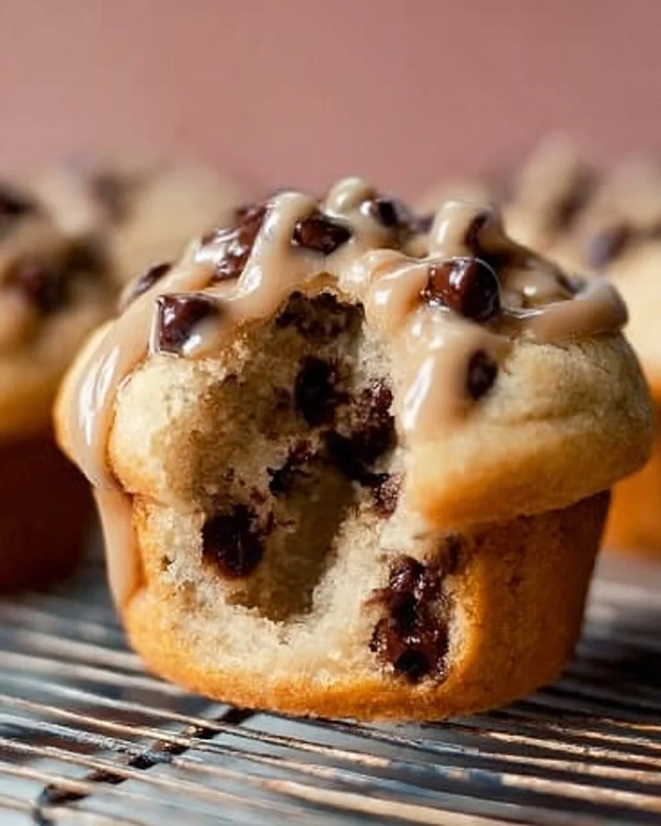 Molten cookie dough cupcakes topped with frosting and sprinkles