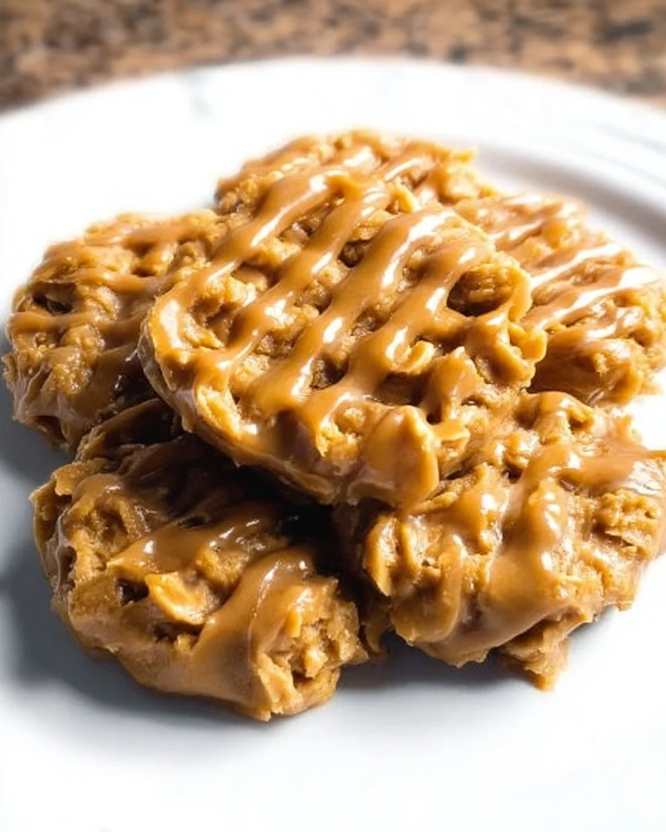 No bake peanut butter protein cookies on a plate, delicious and healthy treat