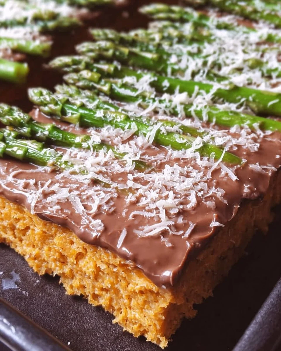 Baked Parmesan Roasted Asparagus garnished with cheese and herbs