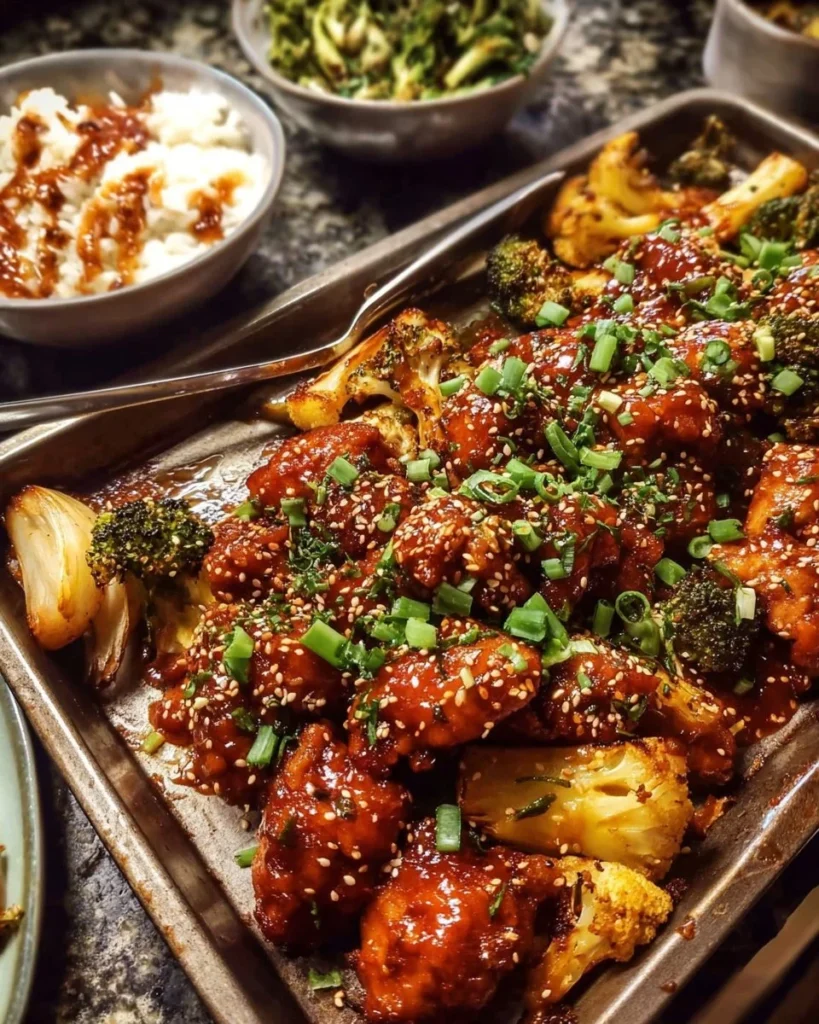 Delicious Sheet Pan Sweet & Spicy Korean-Style Chicken dish