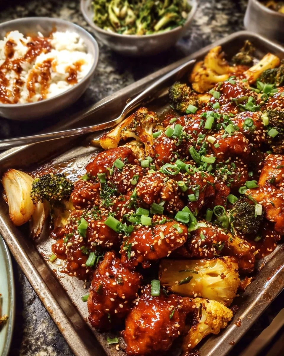 Delicious Sheet Pan Sweet & Spicy Korean-Style Chicken dish