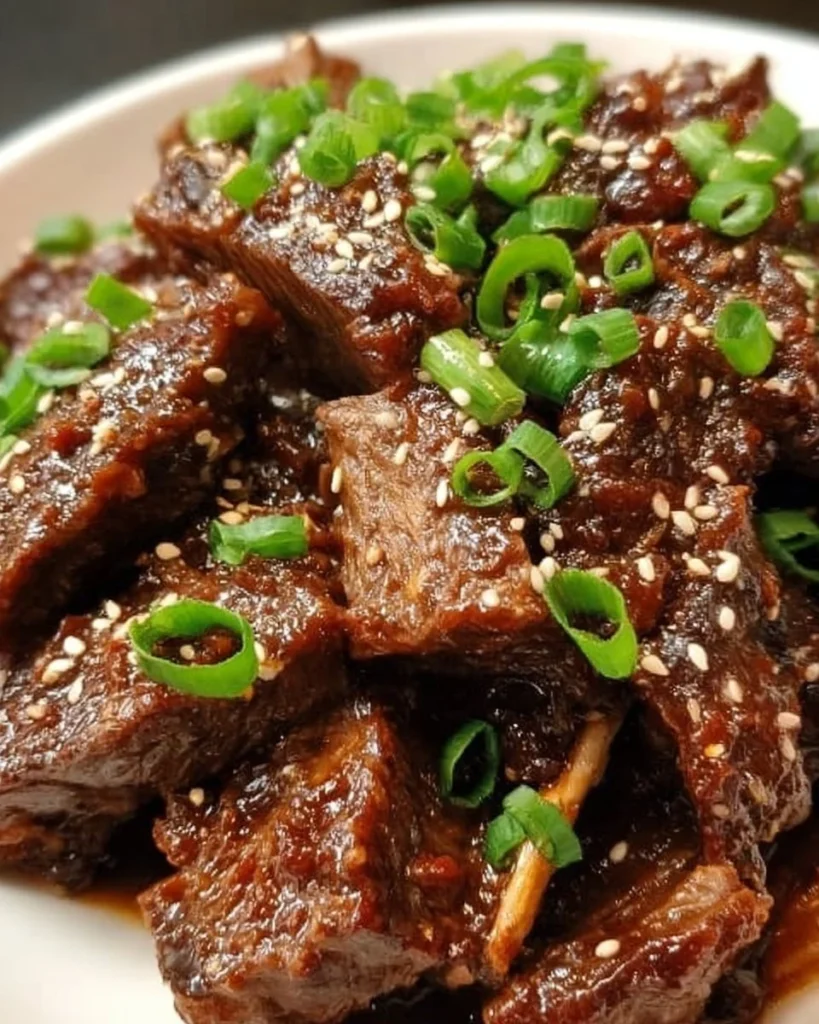 Delicious slow cooker sweet and savory Korean beef dish served with rice