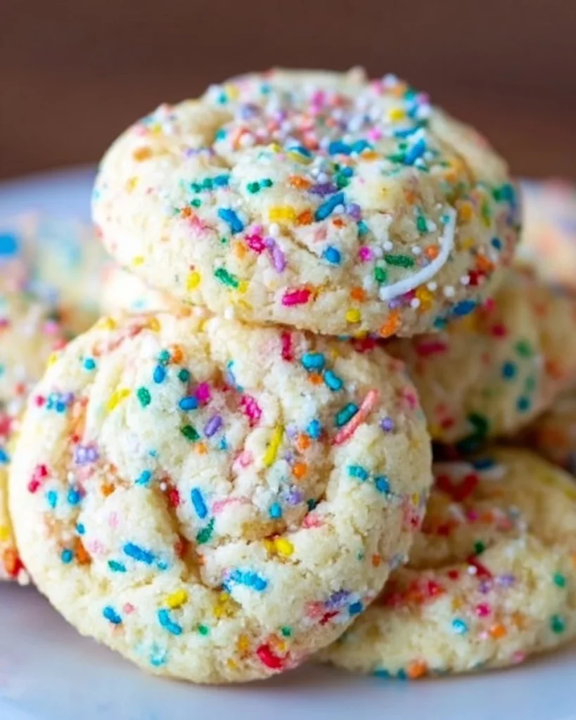 Delicious soft sprinkle pudding cookies on a plate