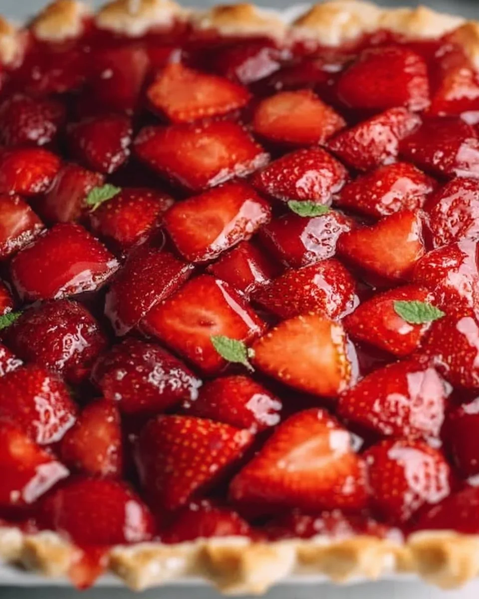 Delicious strawberry pie served at a summer gathering