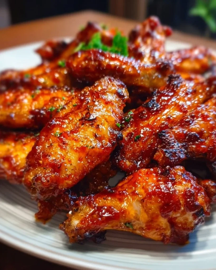 Oven-baked honey BBQ chicken wings with a crispy golden coating