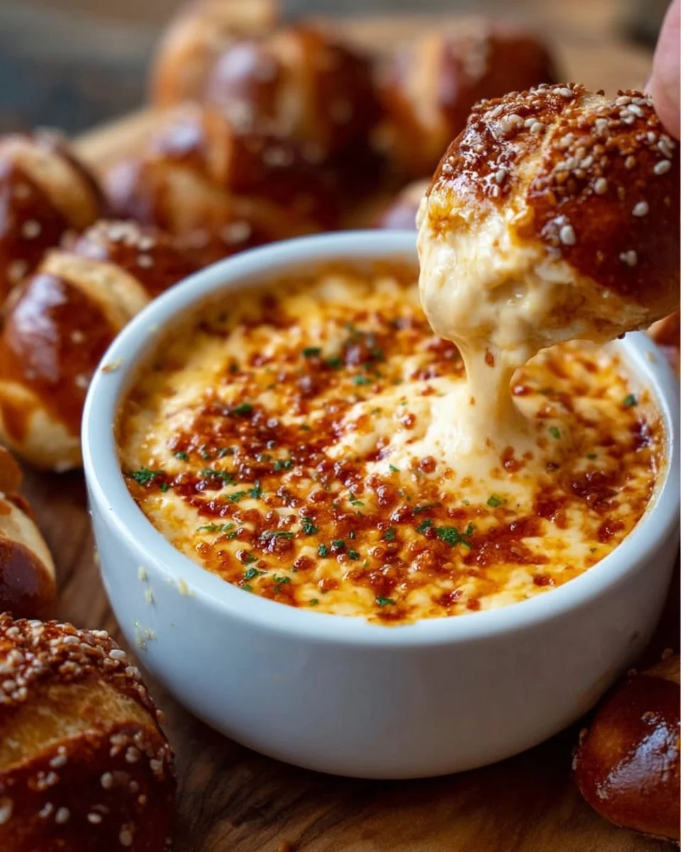 Creamy cheese dip served with tortilla chips for a tasty appetizer