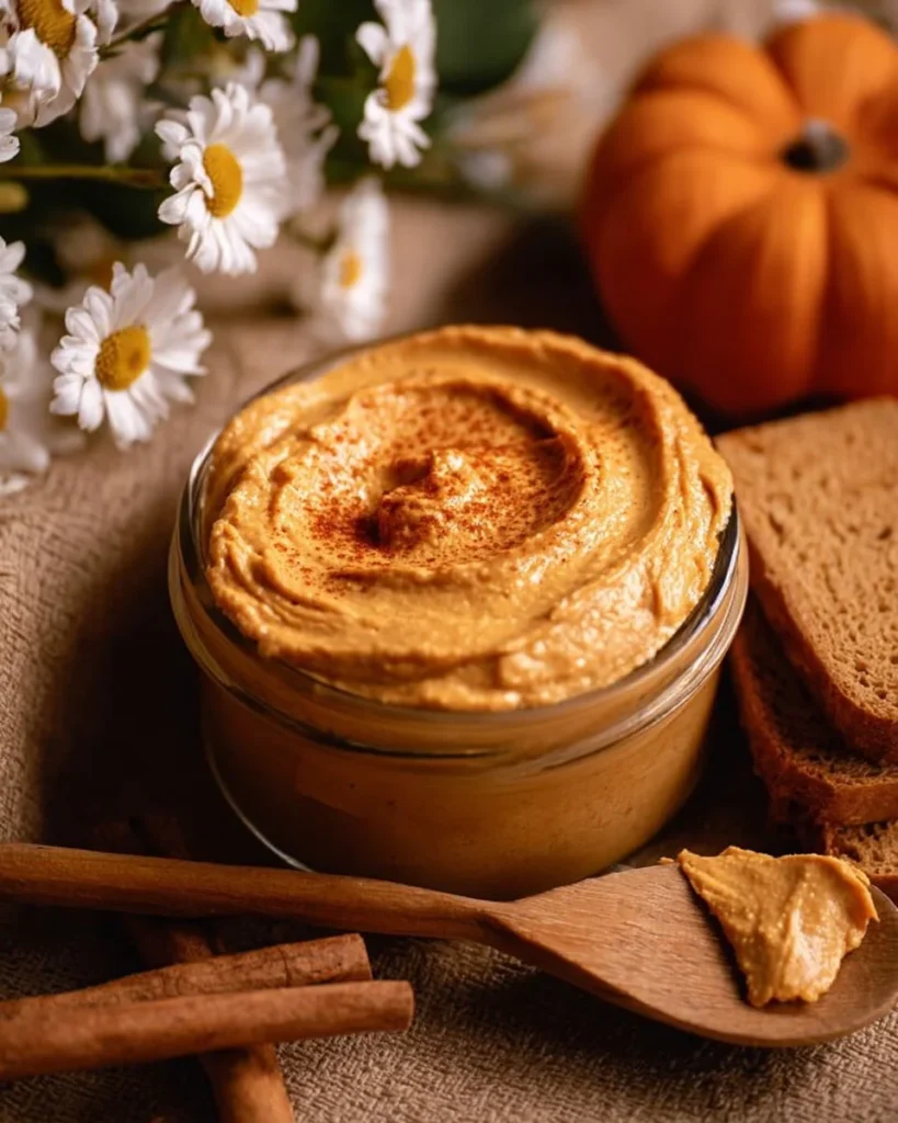 Whipped cinnamon pumpkin honey butter spread on toast with a sprinkle of cinnamon