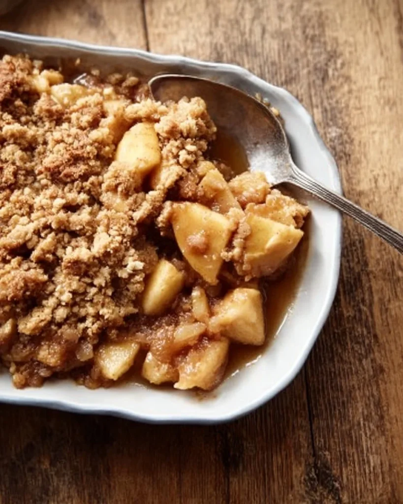Delicious Apple Pear Crisp with a golden brown topping and fresh fruit