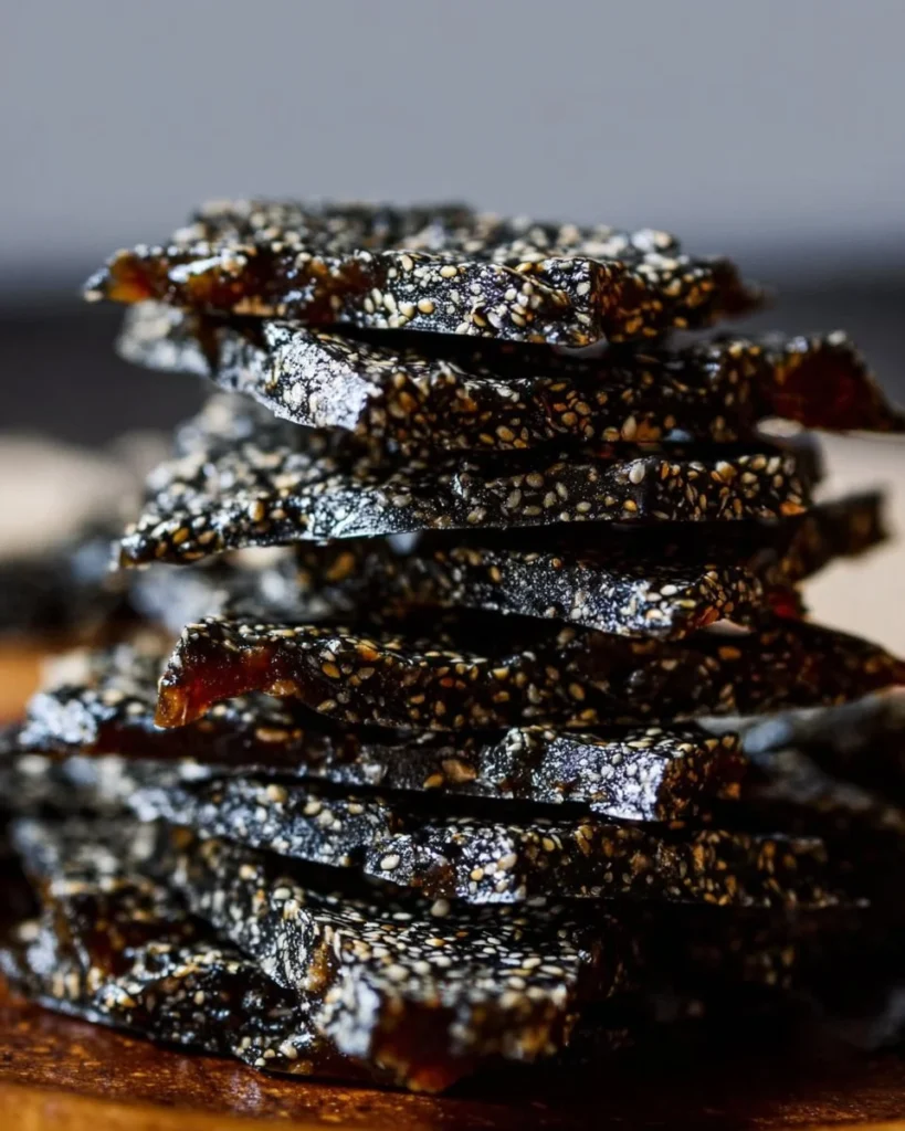 Delicious homemade black sesame brittle with a crunchy texture