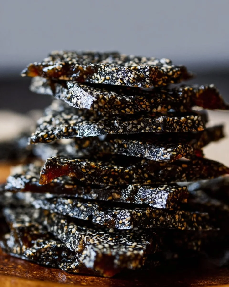 Delicious homemade black sesame brittle with a crunchy texture