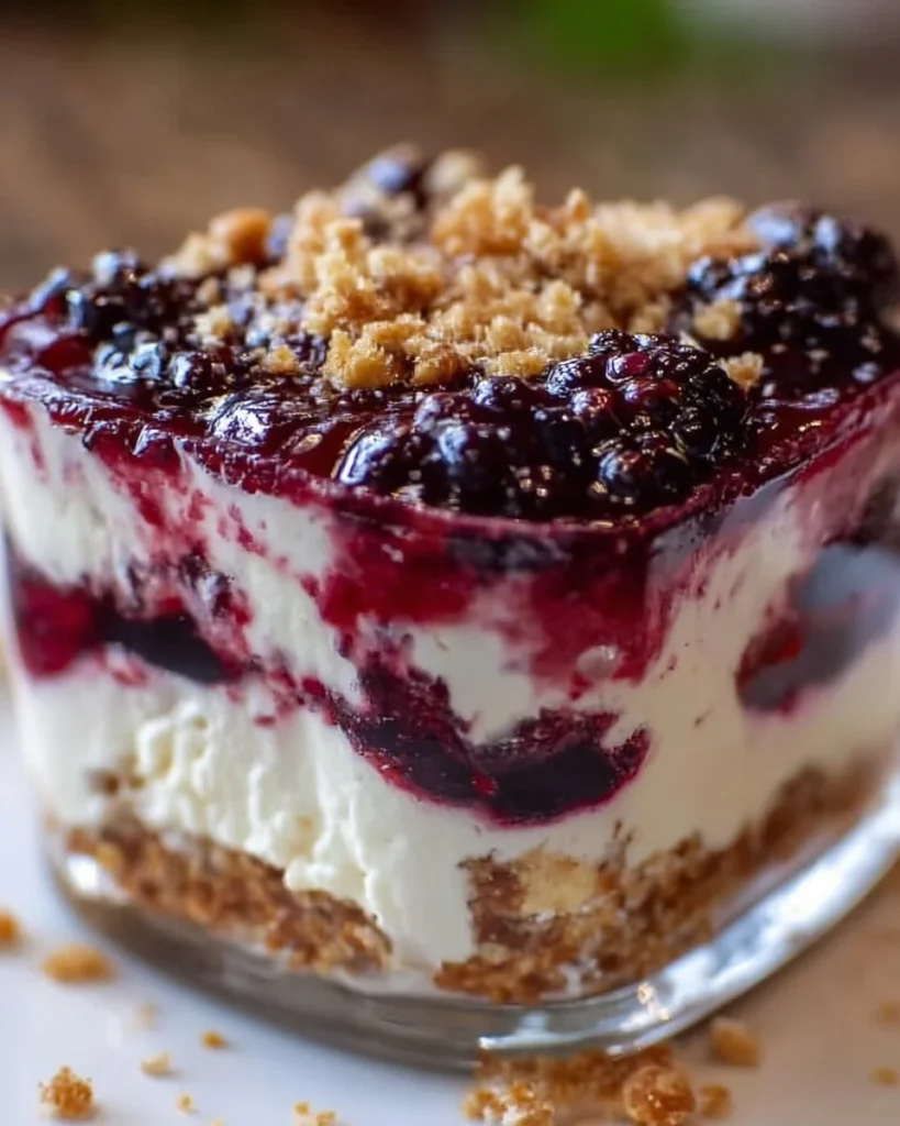 Delicious Blackberry Pretzel dessert with a sweet and salty flavor combination.