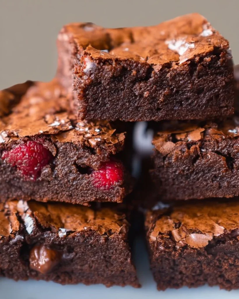Delicious homemade brownies on a plate with chocolate drizzle