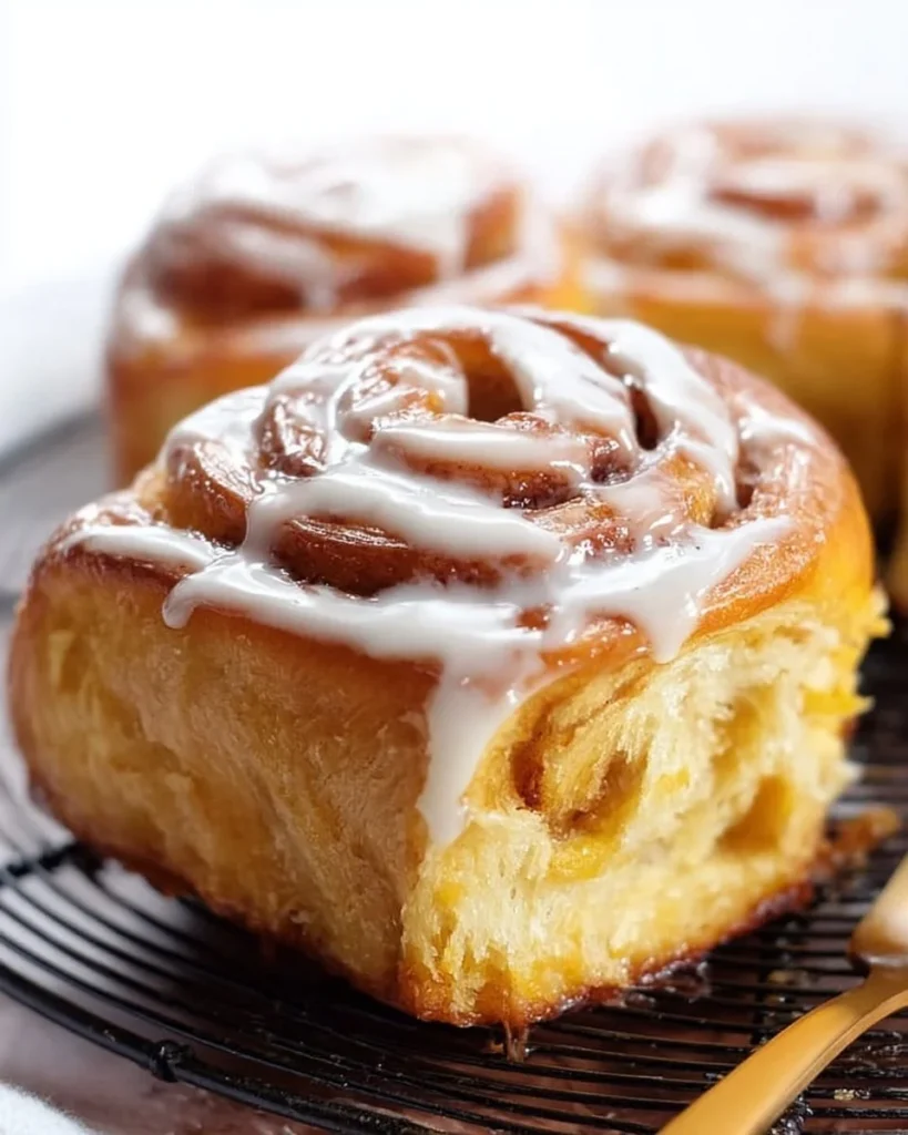 Carrot cake cinnamon rolls topped with cream cheese frosting and cinnamon
