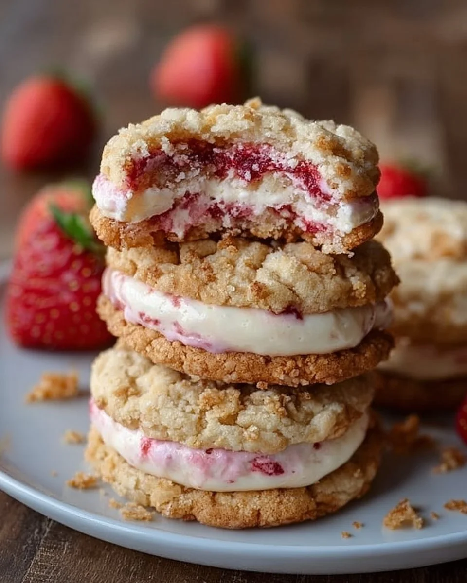 Cheesecake Stuffed Cookies with a Delicious Strawberry Crunch Twist