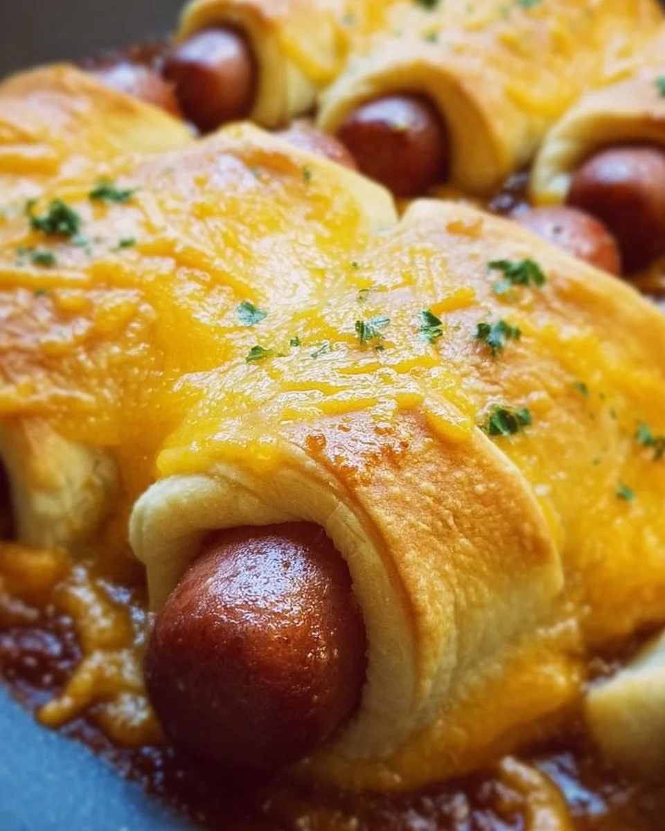 Delicious Chili Cheese Crescent Dogs ready to be served