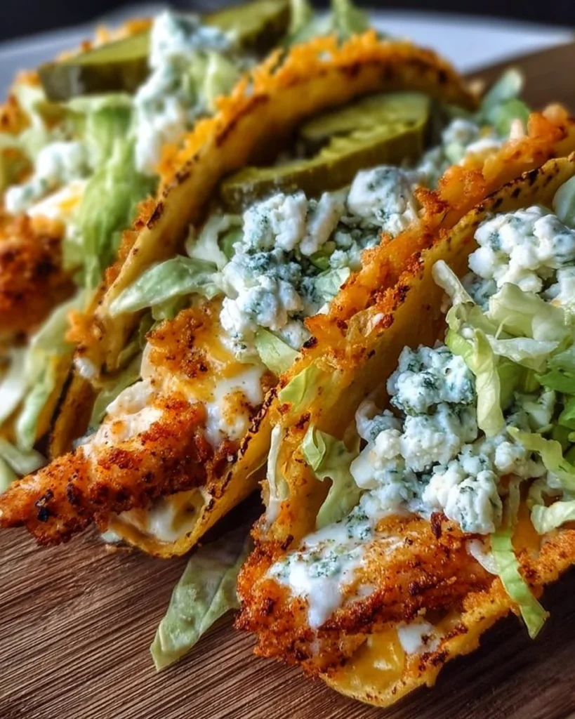 Dill Pickle Ranch Smash Chicken Tacos with Crispy Cheese and fresh ingredients