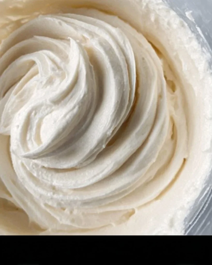 Delicious easy cream cheese frosting spread on a cake