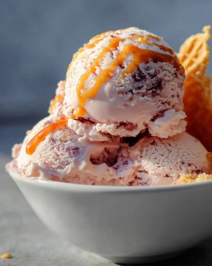 Delicious homemade ice cream served in a cone