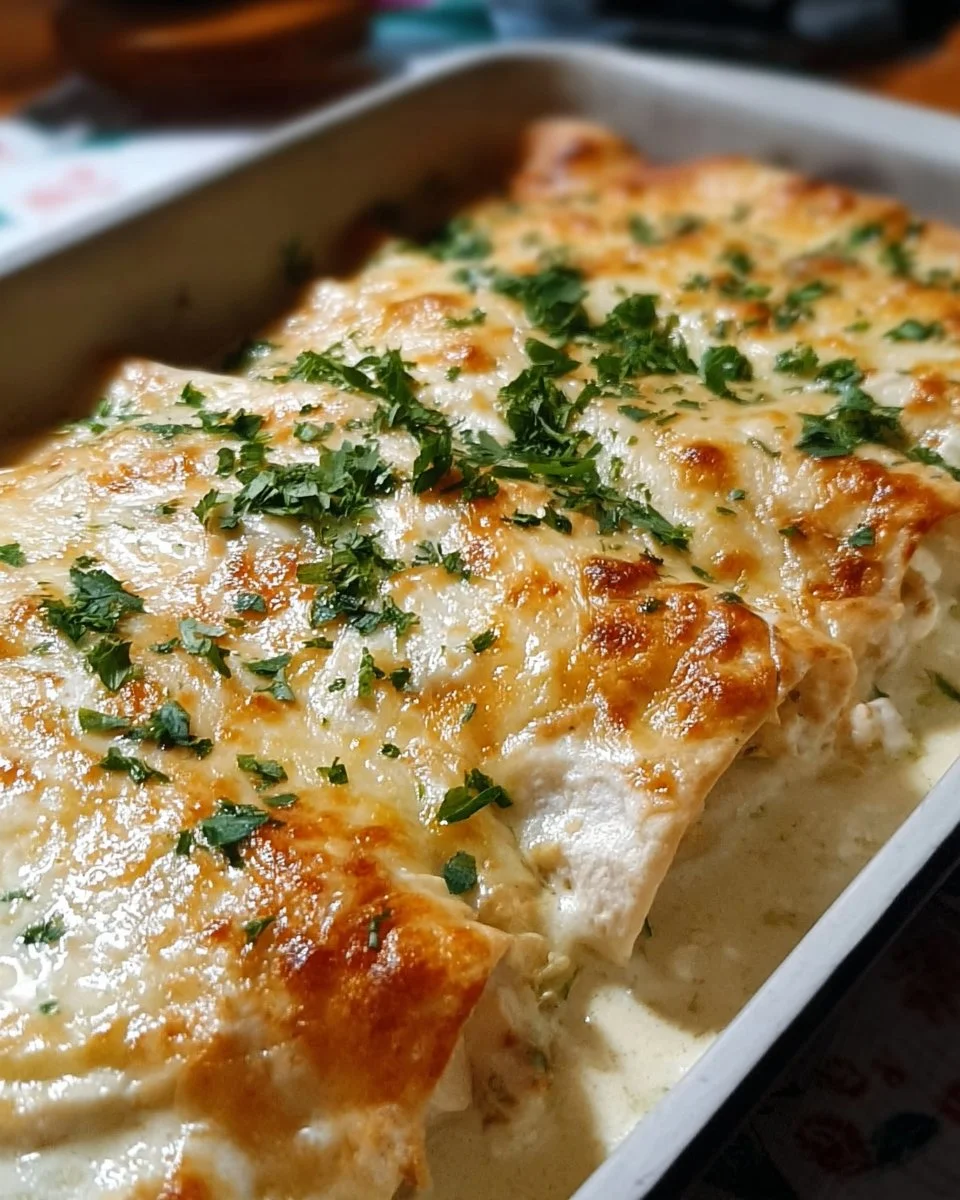 Easy White Chicken Enchiladas with Creamy White Sauce