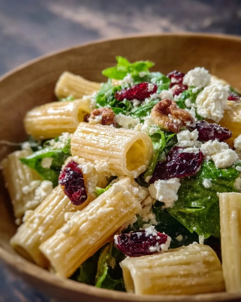 Feta & Cranberry Rigatoni Salad with Lemon Vinaigrette