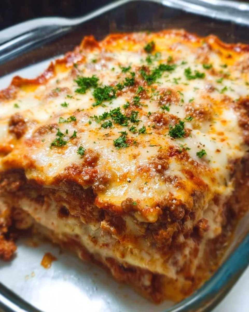 Delicious Keto Lasagna with layers of cheese and zucchini noodles