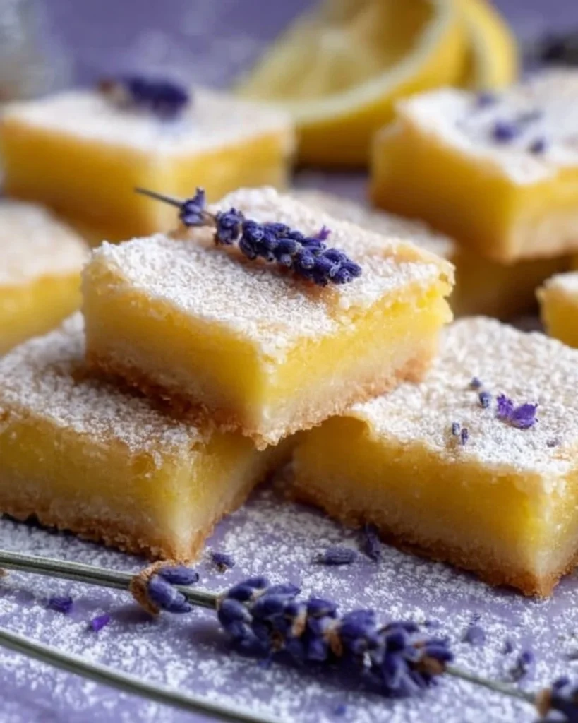 Delicious Lavender Lemon Bars with a floral touch and zesty lemon flavor