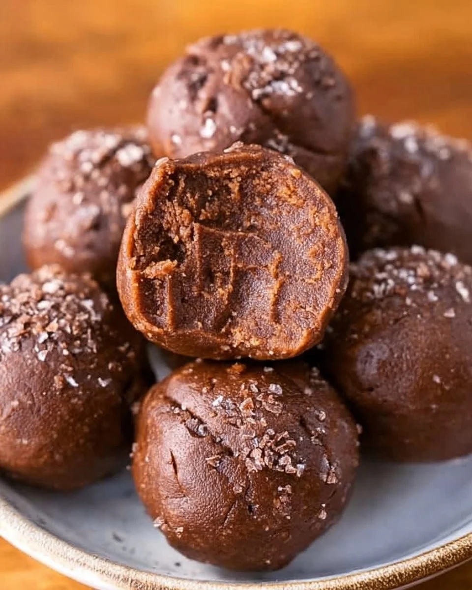 Delicious no bake brownie bites topped with chocolate and nuts