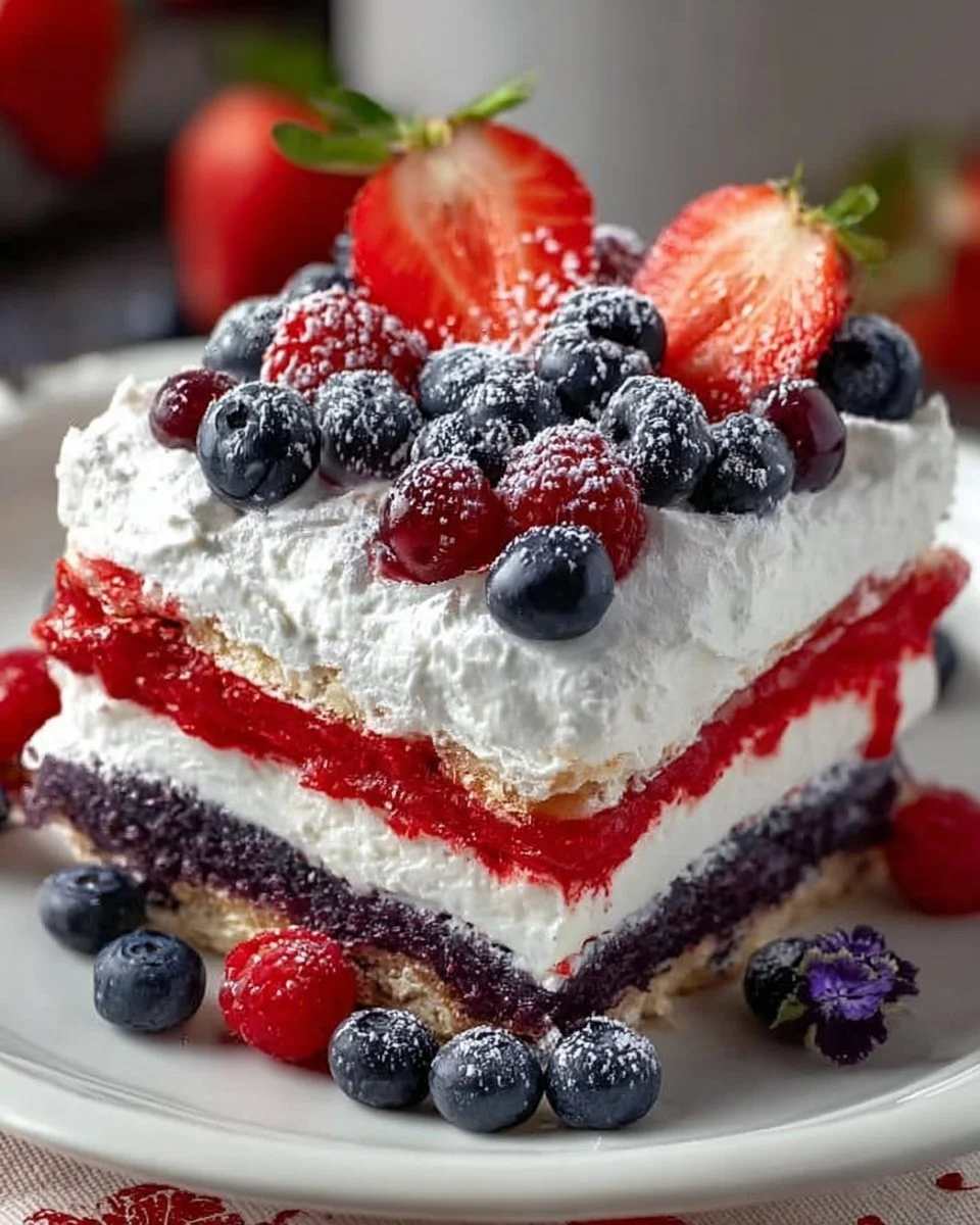 No Bake Summer Berry Lasagna