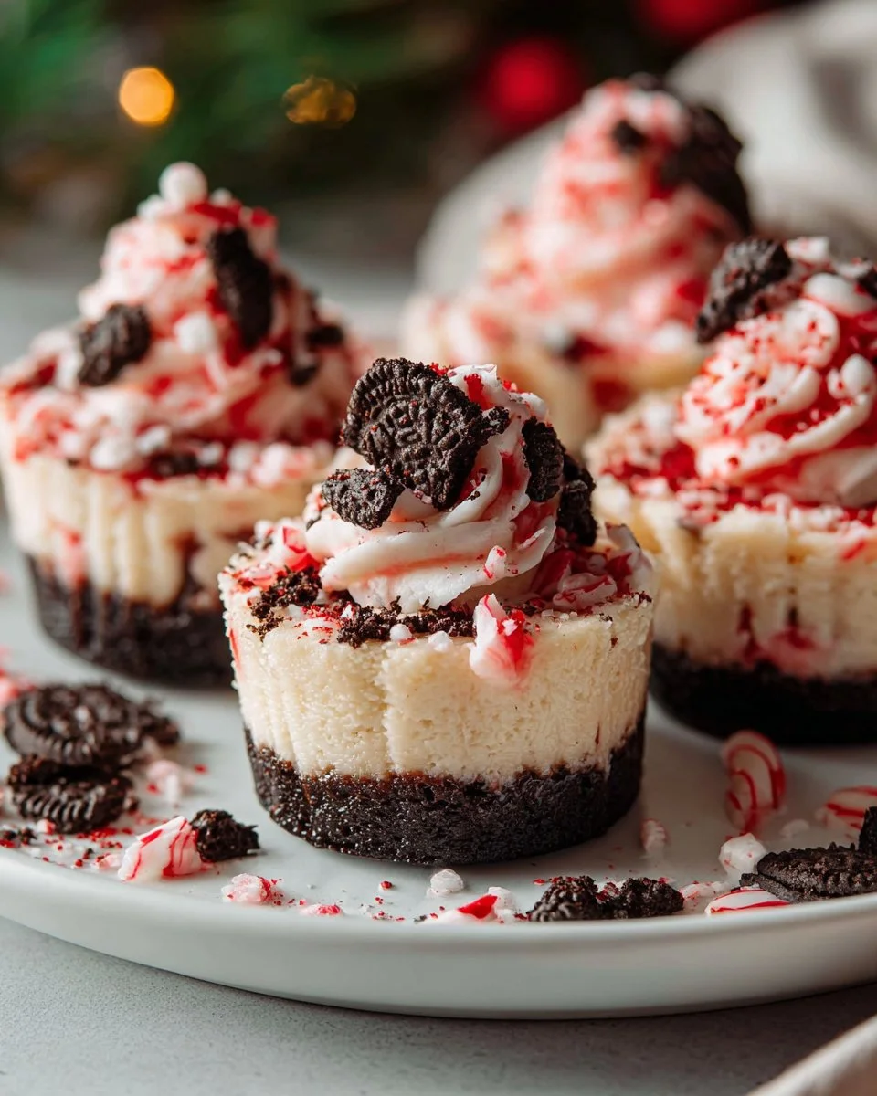 Oreo Peppermint Mini Cheesecakes