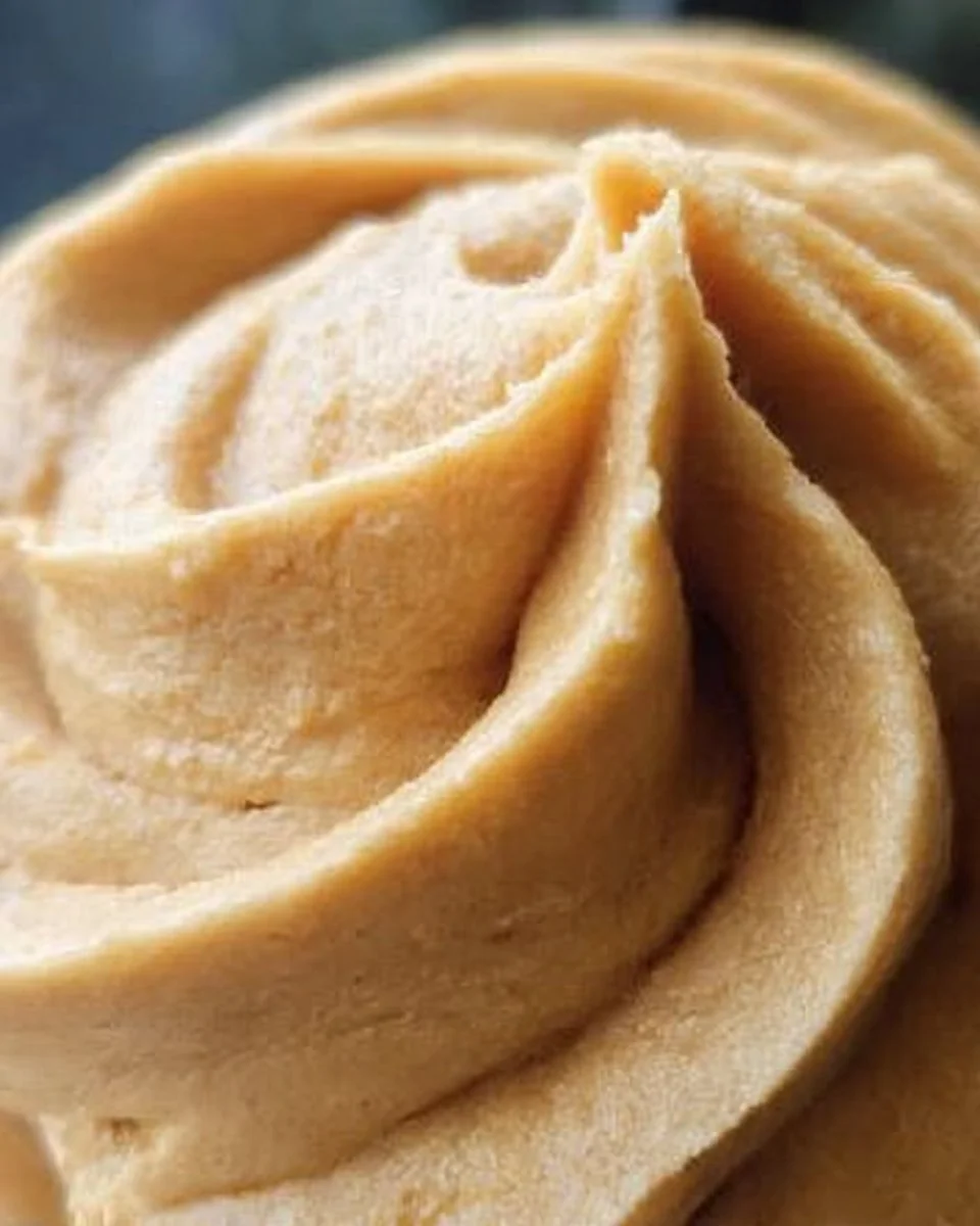 Creamy peanut butter frosting on a delicious chocolate cake