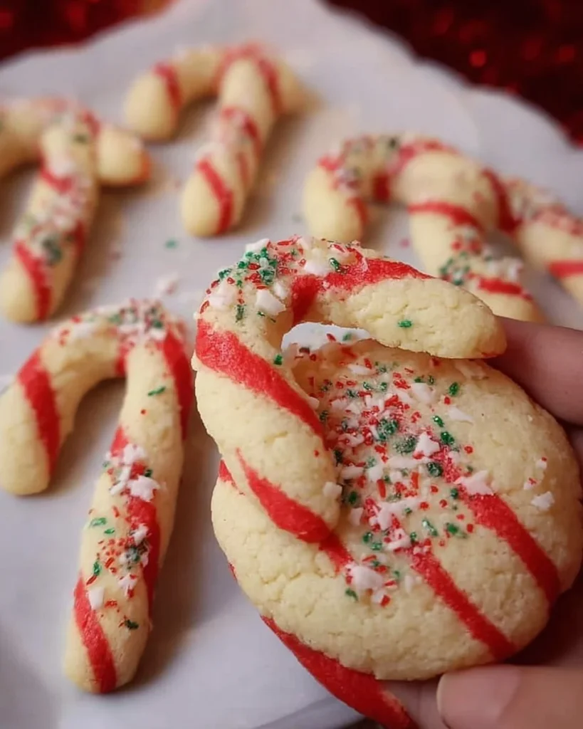 Delicious peppermint cookies decorated with crushed candy canes