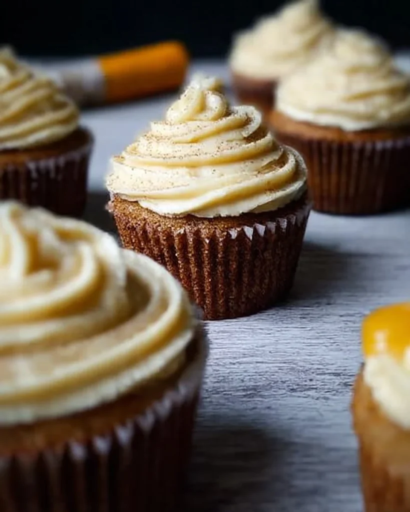 Delicious pumpkin spiced cupcakes with orange curd topping.