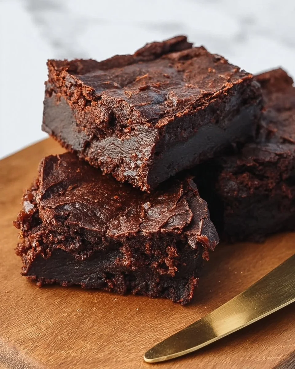 Delicious 3 ingredient brownies made with banana, chocolate, and cocoa.