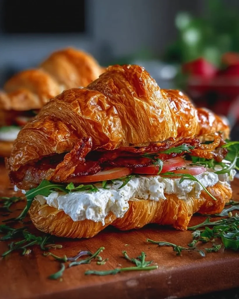 Delicious Apple and Goat Cheese Croissant Sandwich with fresh ingredients