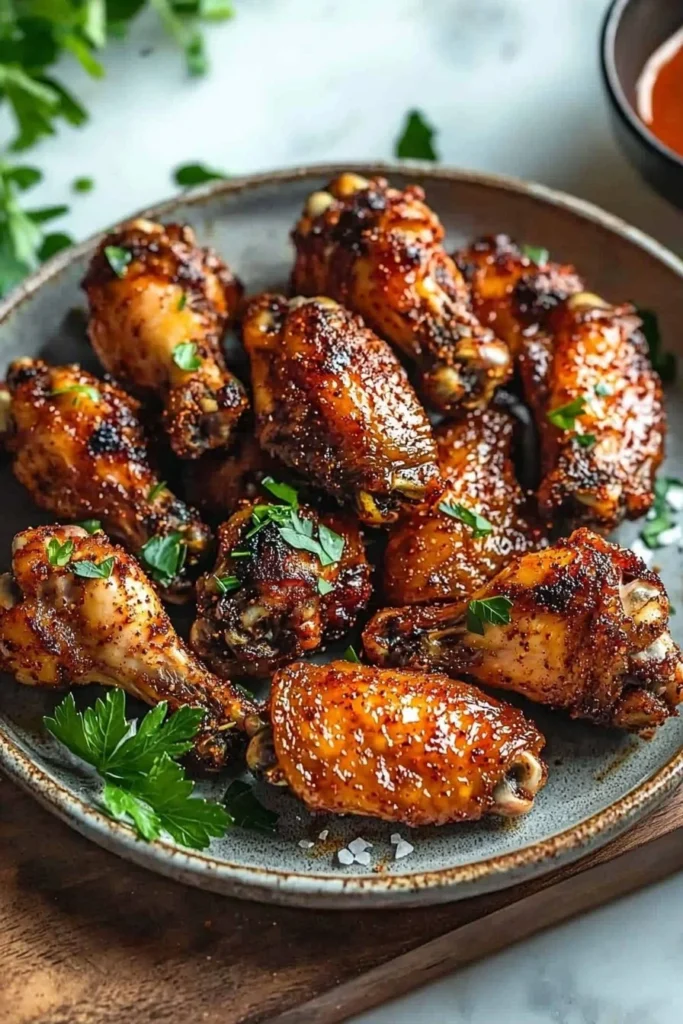 Plate of crispy Cajun wings served with dipping sauce