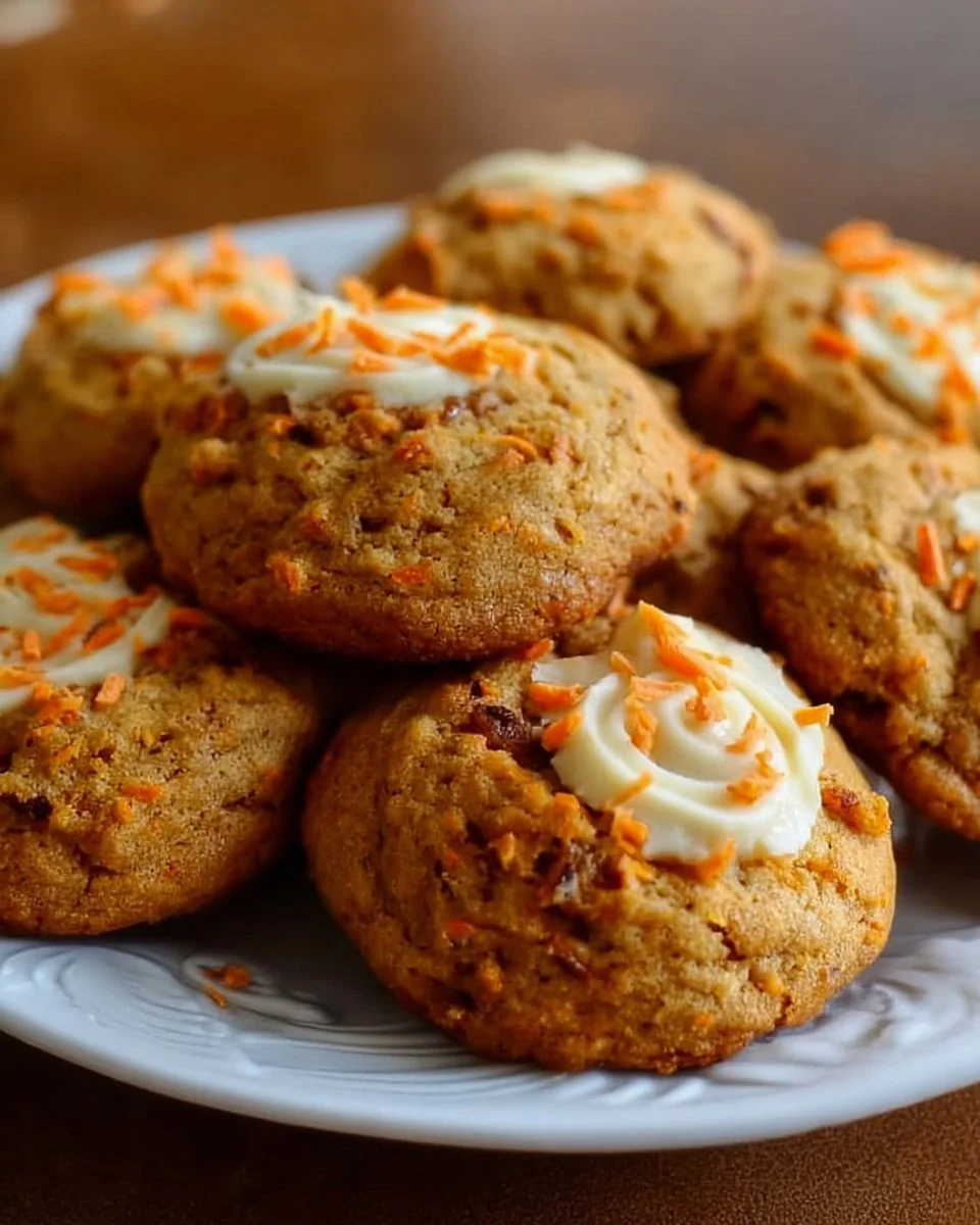 Delicious chewy carrot cake cookies made with cake mix and spices