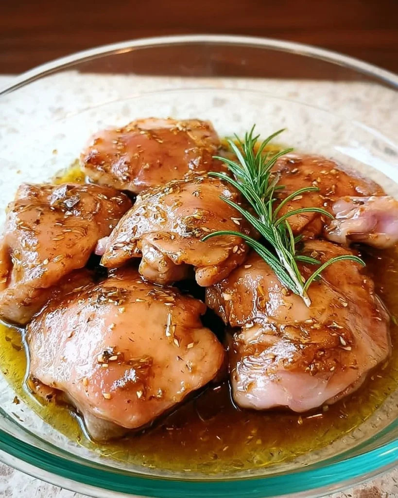 Marinated chicken thighs ready for grilling or baking