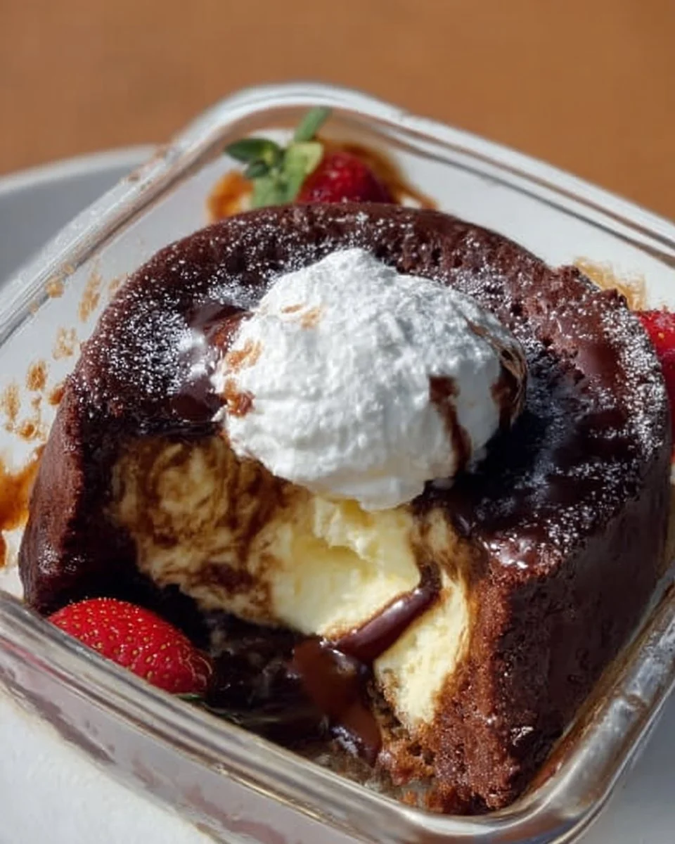 Delicious Cottage Cheese Lava Cake with a gooey chocolate center